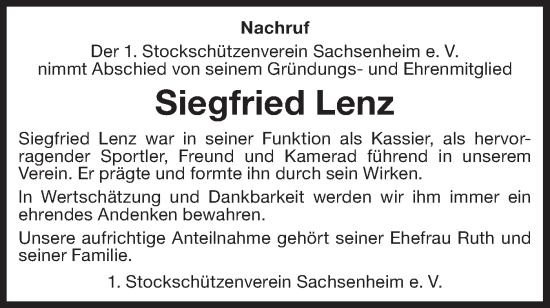 Traueranzeige von Siegfried Lenz von Bietigheimer Zeitung