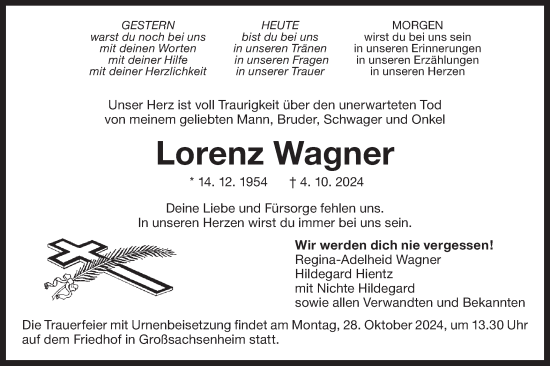 Traueranzeige von Lorenz Wagner von Bietigheimer Zeitung