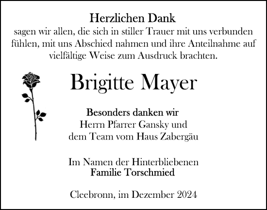 Traueranzeige von Brigitte Mayer von Bietigheimer Zeitung