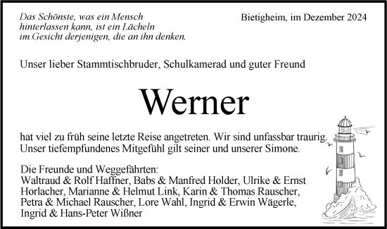 Traueranzeige von Werner  von Bietigheimer Zeitung