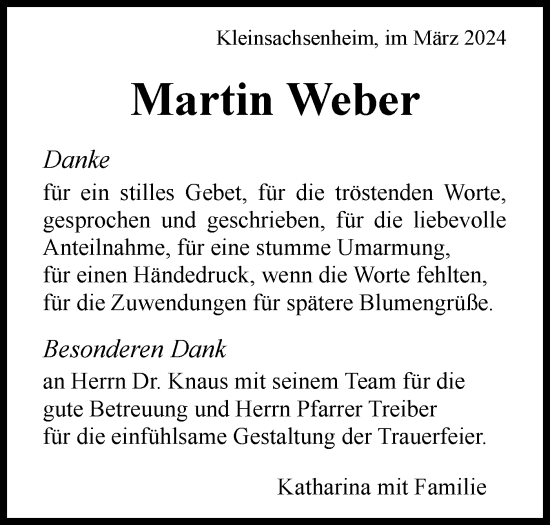 Traueranzeige von Martin Weber von Bietigheimer Zeitung