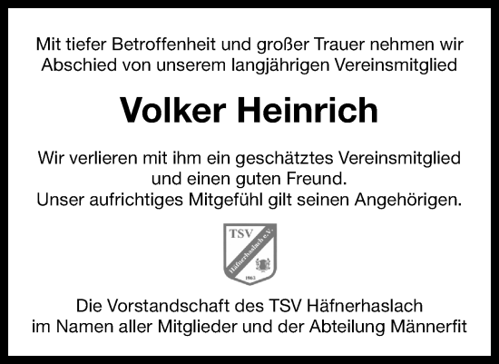 Traueranzeige von Volker Heinrich von Bietigheimer Zeitung