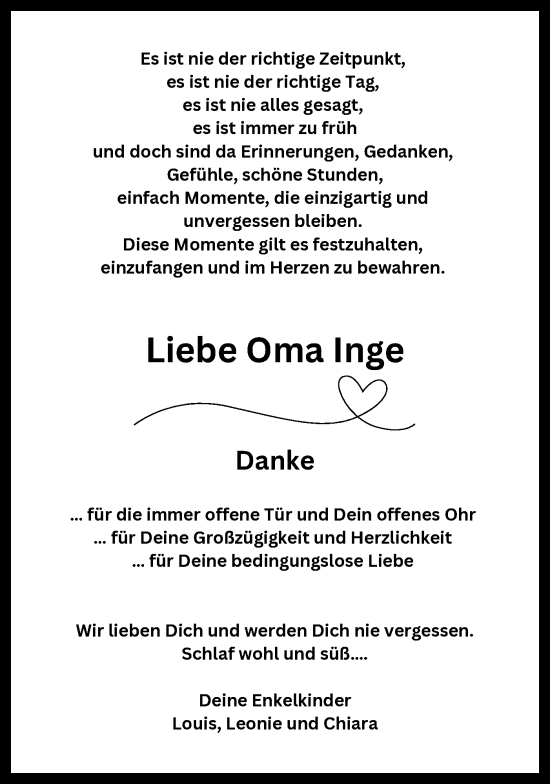 Traueranzeige von Inge  von Bietigheimer Zeitung