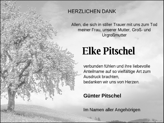 Traueranzeige von Elke Pitschel von Bietigheimer Zeitung