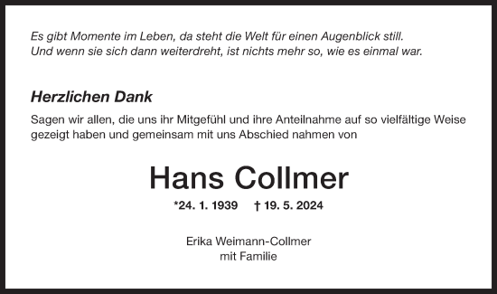 Traueranzeige von Hans Collmer von Bietigheimer Zeitung