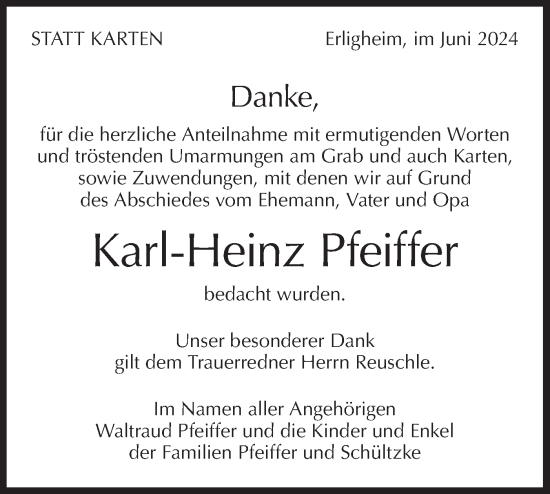 Traueranzeige von Karl-Heinz Pfeiffer von Bietigheimer Zeitung