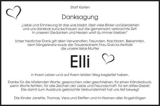 Traueranzeige von Elli  von Bietigheimer Zeitung