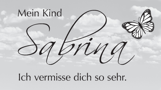 Traueranzeige von Sabrina  von Bietigheimer Zeitung