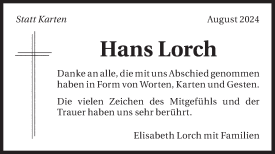 Traueranzeige von Hans Lorch von Bietigheimer Zeitung