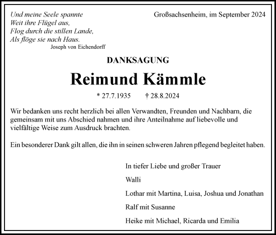 Traueranzeige von Reimund Kämmle von Bietigheimer Zeitung