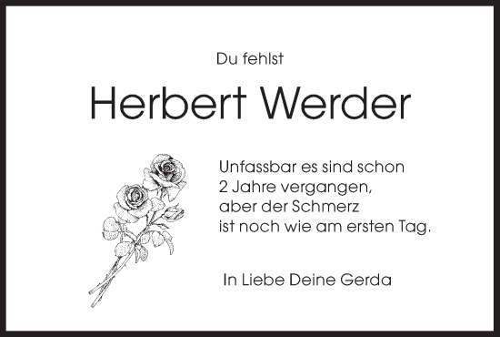 Traueranzeige von Herbert Werder von Bietigheimer Zeitung