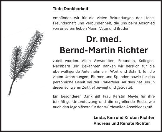 Traueranzeige von Bernd-Martin Richter von Bietigheimer Zeitung