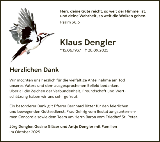 Traueranzeige von Klaus Dengler von Bietigheimer Zeitung