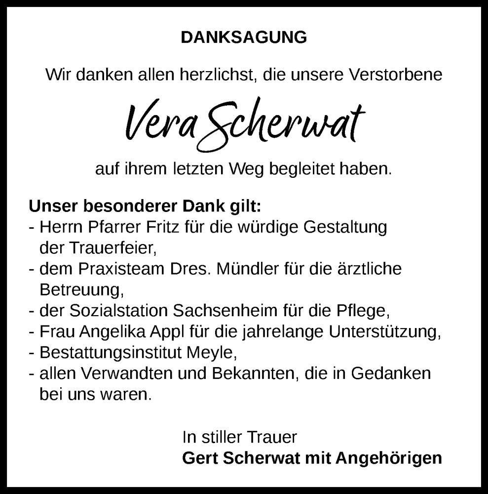  Traueranzeige für Vera Scherwat vom 29.10.2025 aus Bietigheimer Zeitung