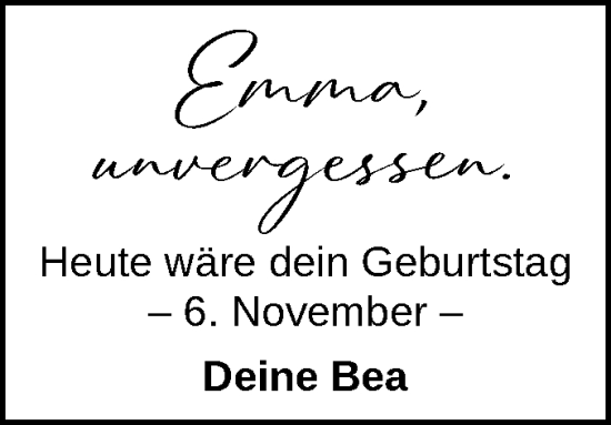 Traueranzeige von Emma  von Bietigheimer Zeitung