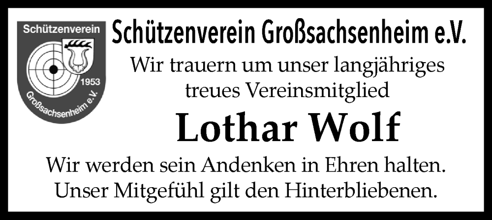  Traueranzeige für Lothar Wolf vom 22.11.2025 aus Bietigheimer Zeitung