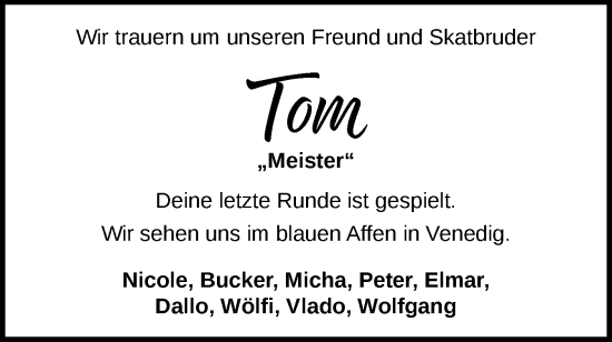 Traueranzeige von Tom  von Bietigheimer Zeitung