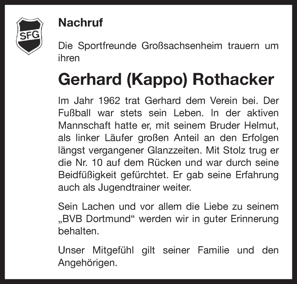  Traueranzeige für Gerhard Rothacker vom 17.12.2025 aus Bietigheimer Zeitung