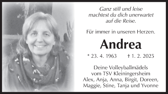 Traueranzeige von Andrea Nowakowski-Sauer von Bietigheimer Zeitung