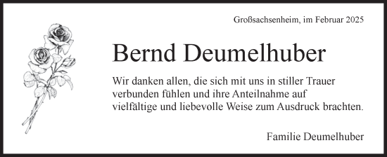 Traueranzeige von Bernd Deumelhuber von Bietigheimer Zeitung