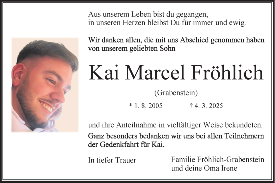 Traueranzeige von Kai Marcel Fröhlich von Bietigheimer Zeitung