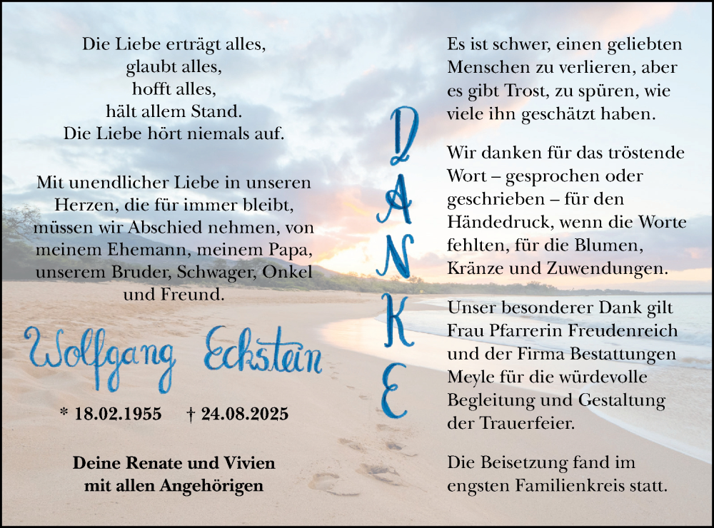  Traueranzeige für Wolfgang Eckstein vom 20.09.2025 aus Bietigheimer Zeitung