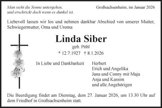 Traueranzeige von Linda Siber von Bietigheimer Zeitung