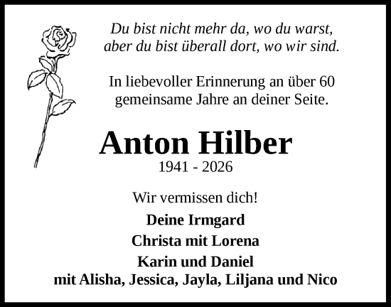 Traueranzeige von Anton Hilber von Bietigheimer Zeitung