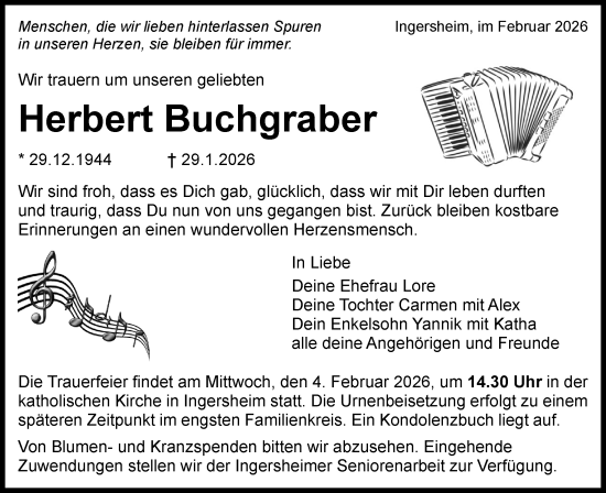 Traueranzeige von Herbert Buchgraber von Bietigheimer Zeitung
